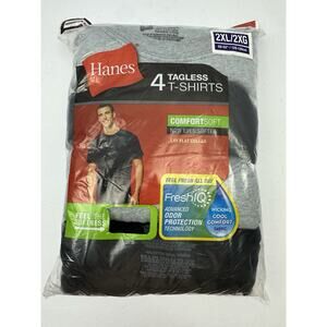 Hanes 2XL Tag less T-Shirt 4-Pack Men's Cool Comfort FreshIQ (Black & Grey)